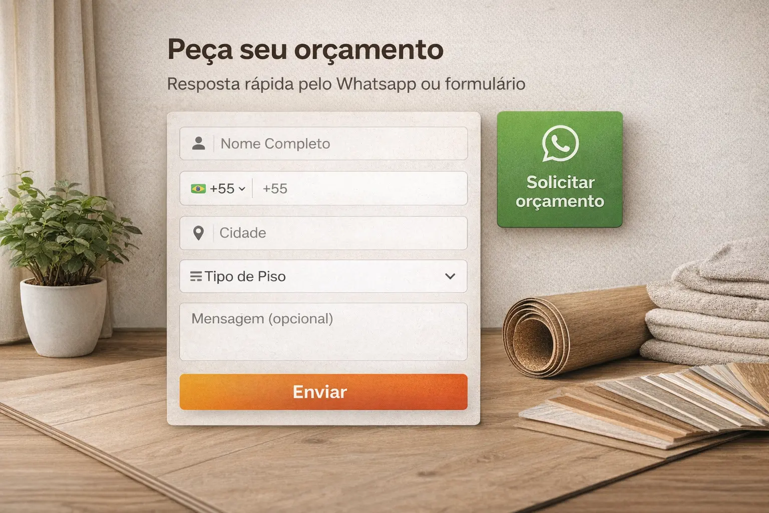 Formulário simples de orçamento para loja de pisos